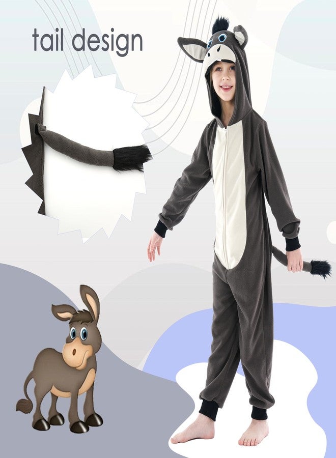 Wizland Donkey Costume for Kid Animal Costume,Farm Animal Onesie For Hellowen With A Removable Tail 4-6 - Image 3